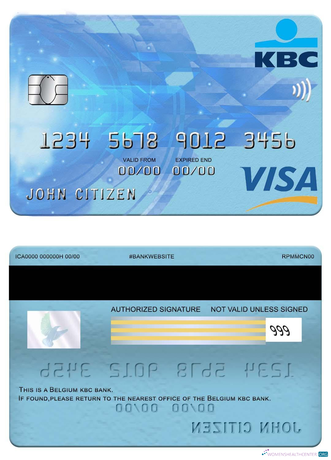 Download Belgium KBC bank visa card Photoshop template